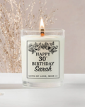 Birthday Flowers Personalised Candle