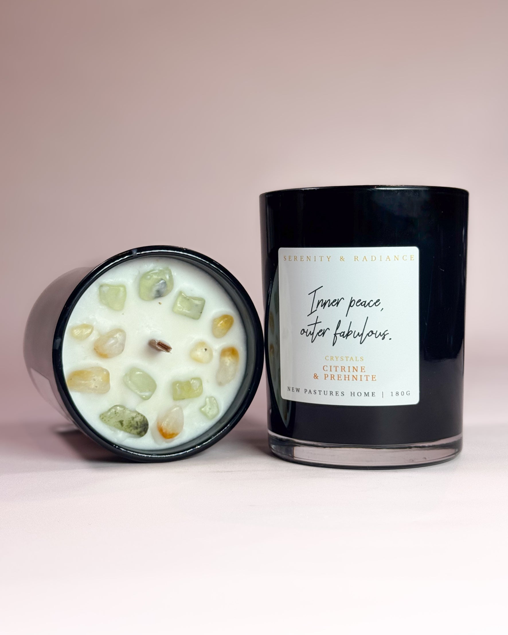 Gift Set: Crystal Candle, Inner Peace Outer Fabulous & Tealights