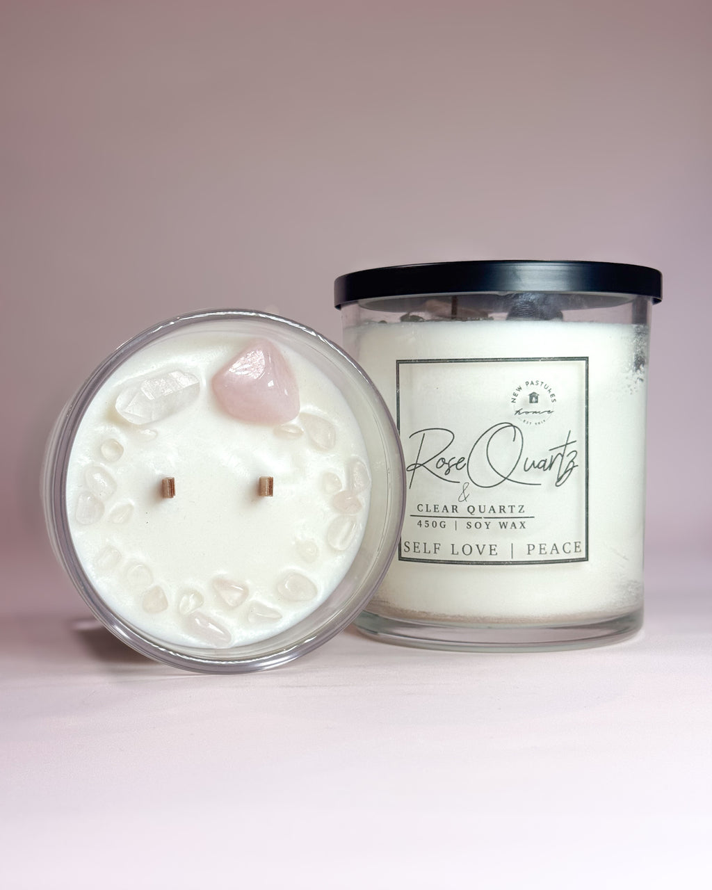 Crystal Candle: Rose Quartz Deluxe