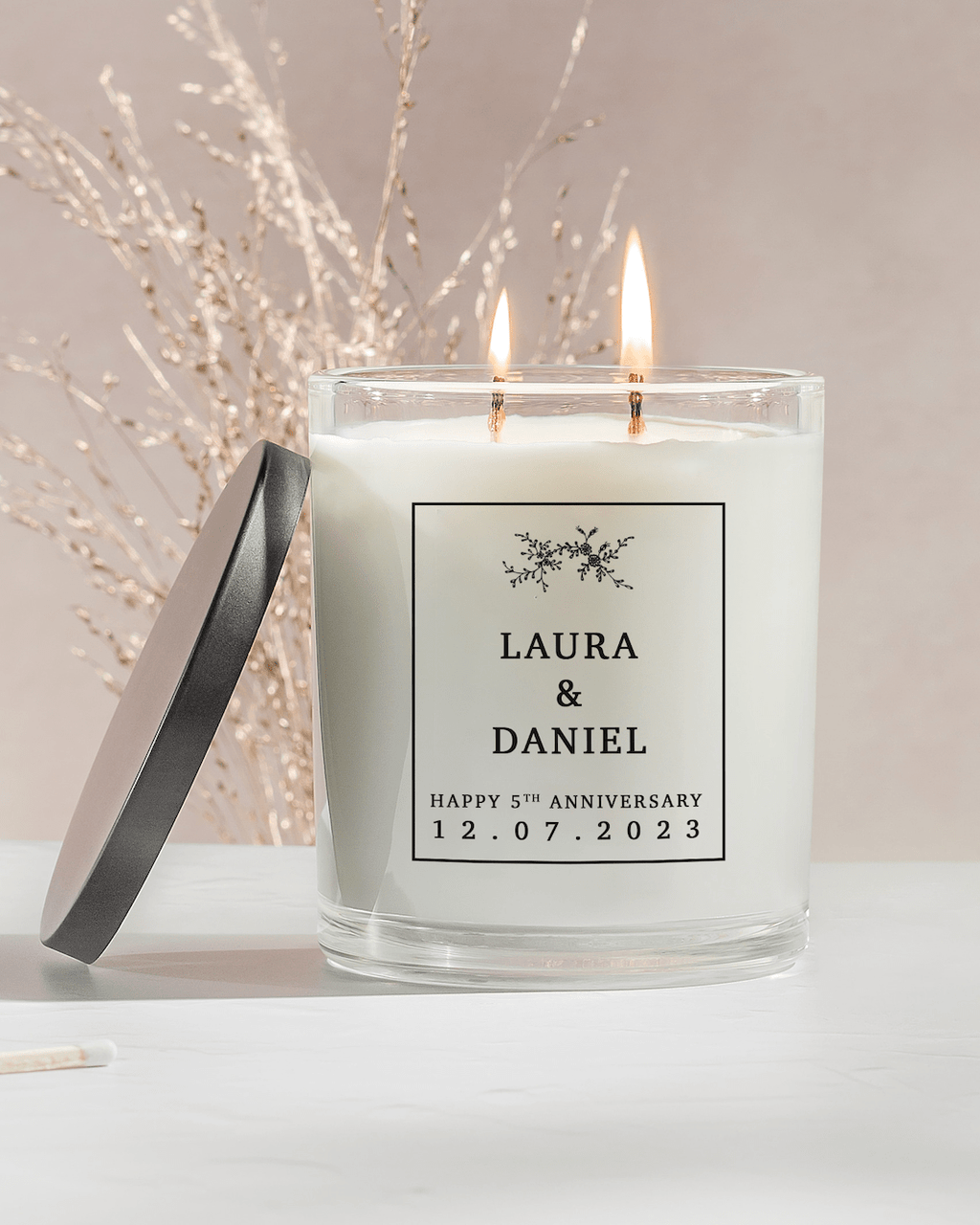 Anniversary Personalised Candle - Deluxe - New Pastures Home